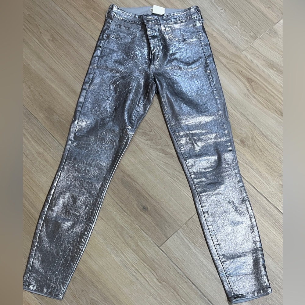 L'AGENCE Metallic Silver Skinny Jeans